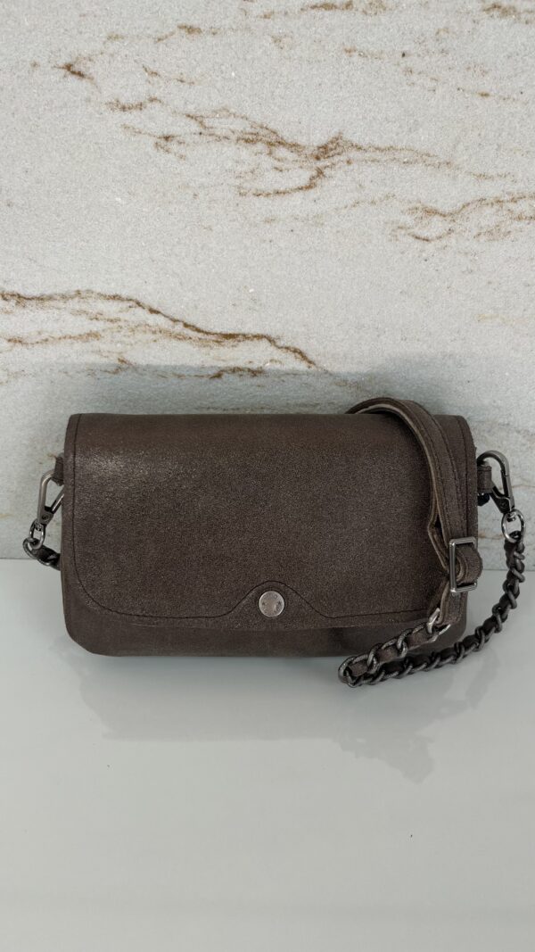 Sac pochette porté travers Odile X fumé kaki cuir Mila Louise