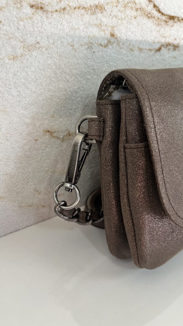 Sac pochette porté travers Odile X fumé kaki cuir Mila Louise
