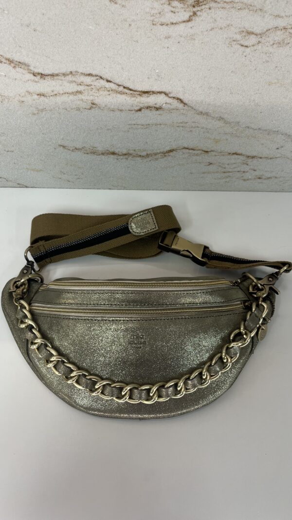 Sac banane Petra X Mila Louise cuir paillettes oyster
