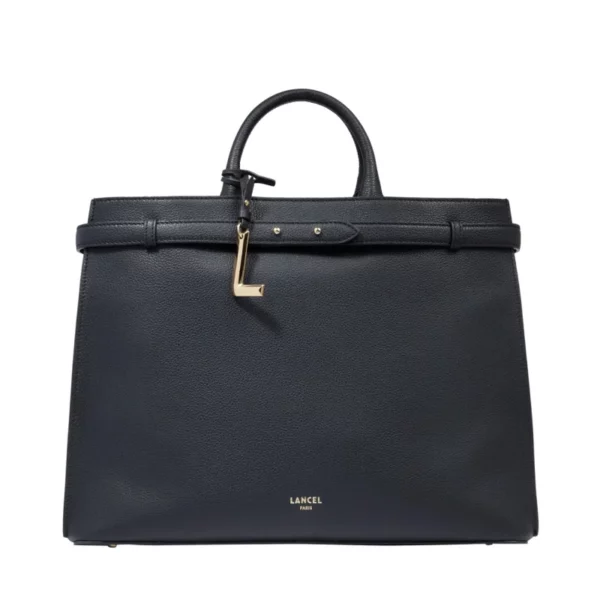 Grand sac cabas cuir Faubourg noir Lancel