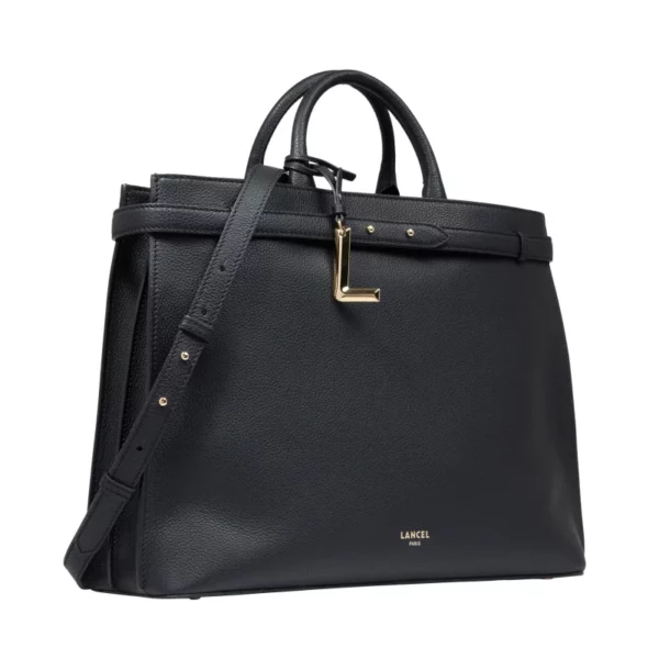 Grand sac cabas cuir Faubourg noir Lancel