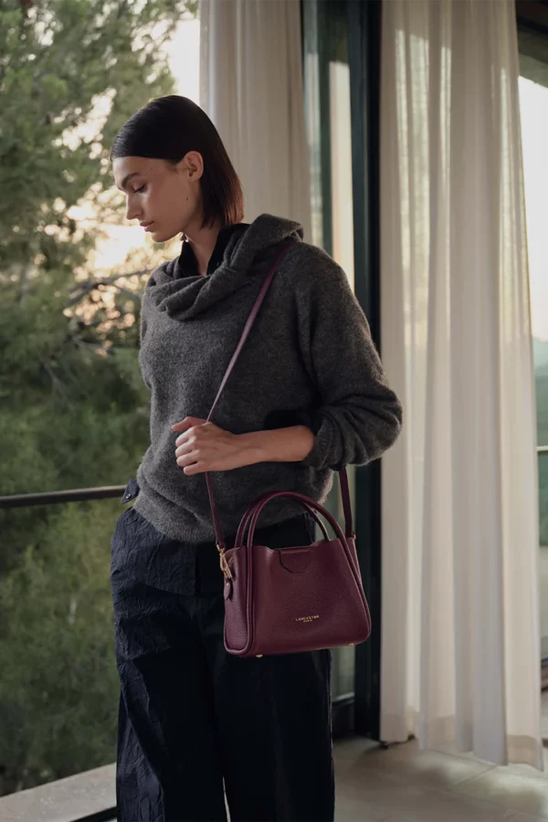 Sac à main Ida double Cuir Lancaster bordeaux