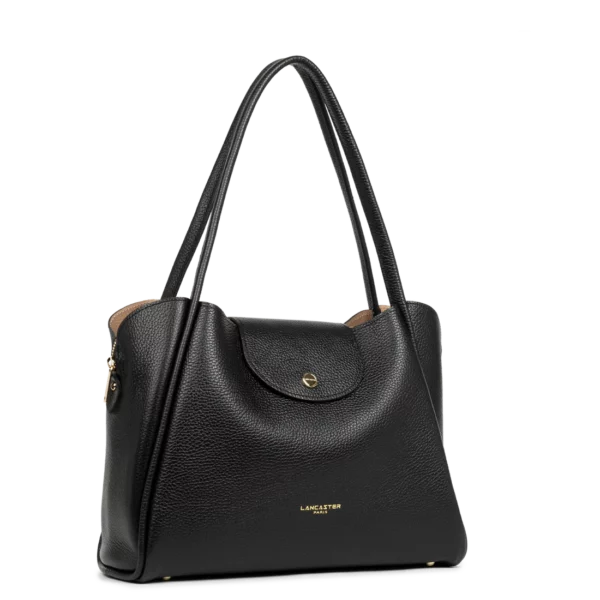 Sac cabas épaule femme Ida Double noir cuir Lancaster