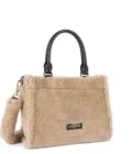 Mini sac cabas main moumoute Lancaster - beige noir