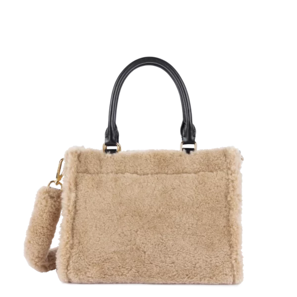 Mini sac cabas main moumoute Lancaster - beige noir