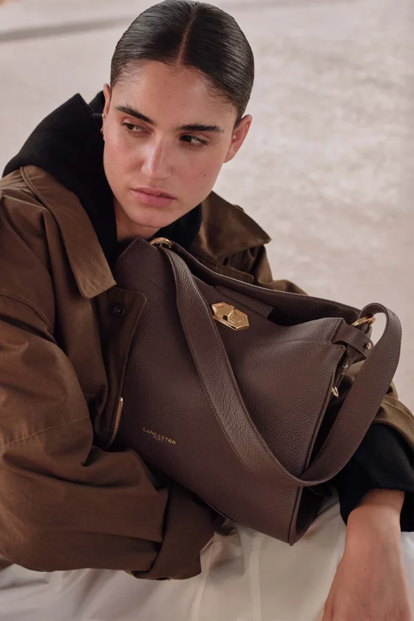 Grand sac hobo Lady Romy cuir Lancaster marron