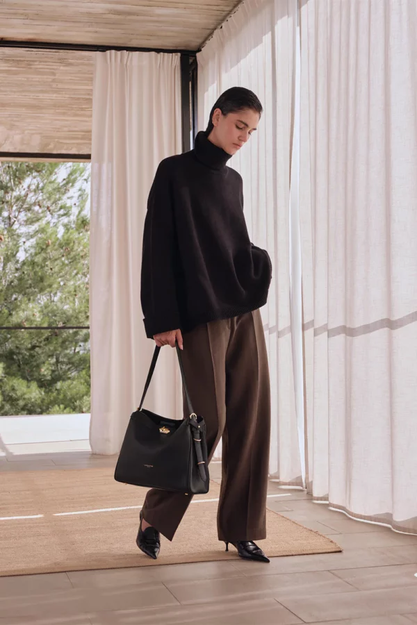 Grand sac hobo Lady Romy cuir Lancaster noir