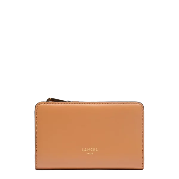 Portefeuille rectangulaire compact zippe camel ORIGAMI DE LANCEL