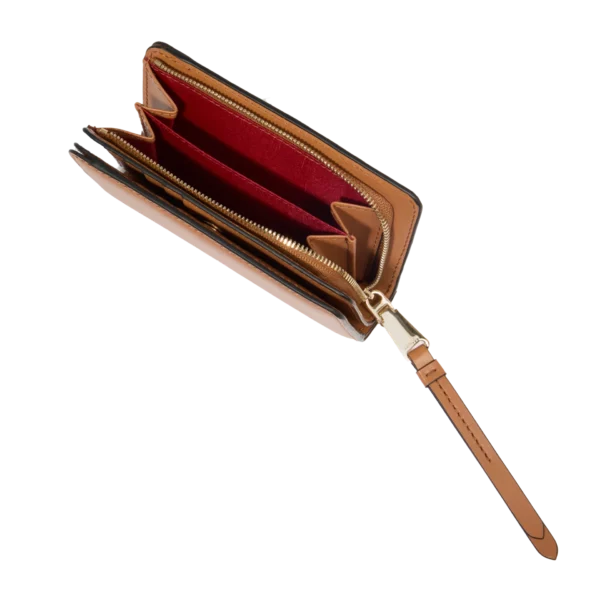 Portefeuille rectangulaire compact zippe camel ORIGAMI DE LANCEL