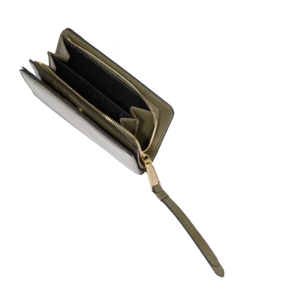 Portefeuille rectangulaire compact zippe kaki ORIGAMI DE LANCEL