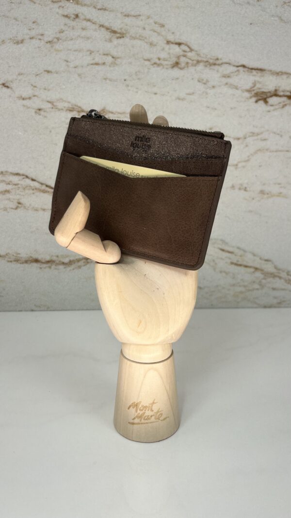 Porte-cartes / porte monnaie Rolae C cuir Mila Louise fumé kaki