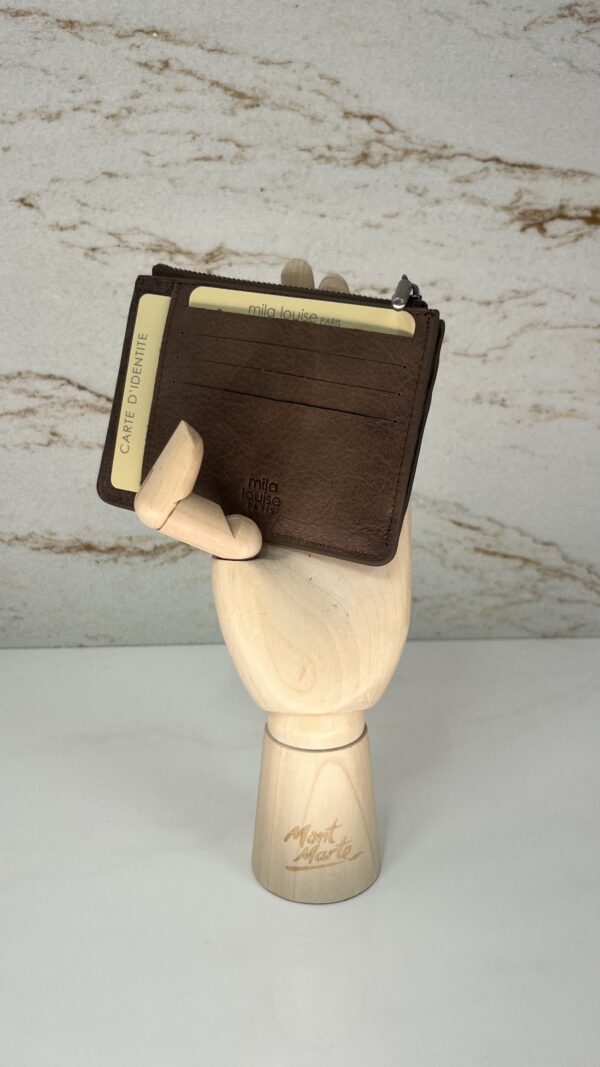 Porte-cartes / porte monnaie Rolae C cuir Mila Louise fumé kaki