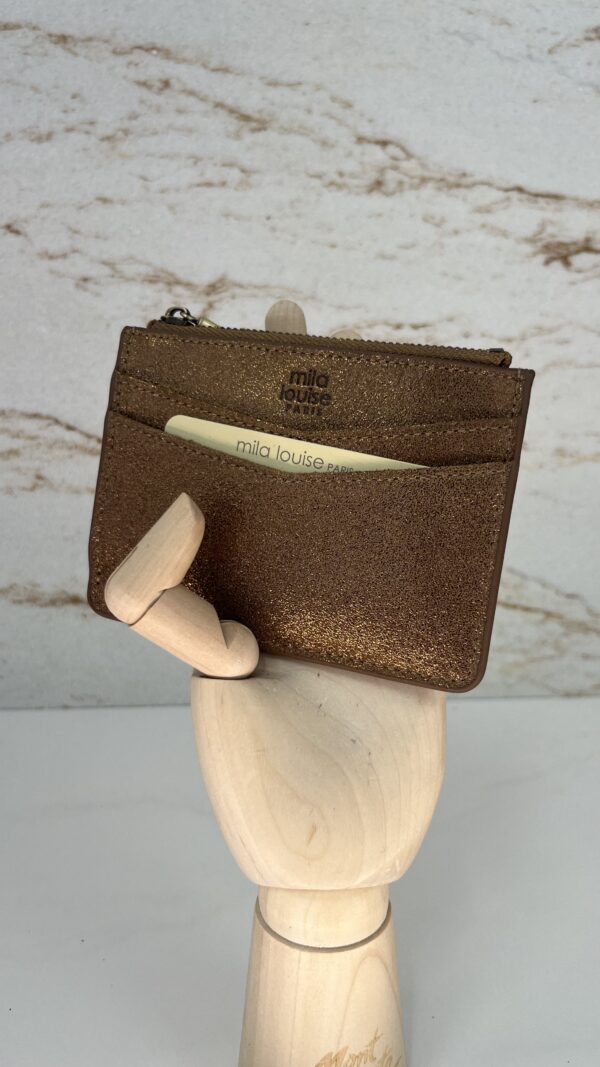 Porte-cartes / porte monnaie Rolae X paillettes Mila Louise ocre