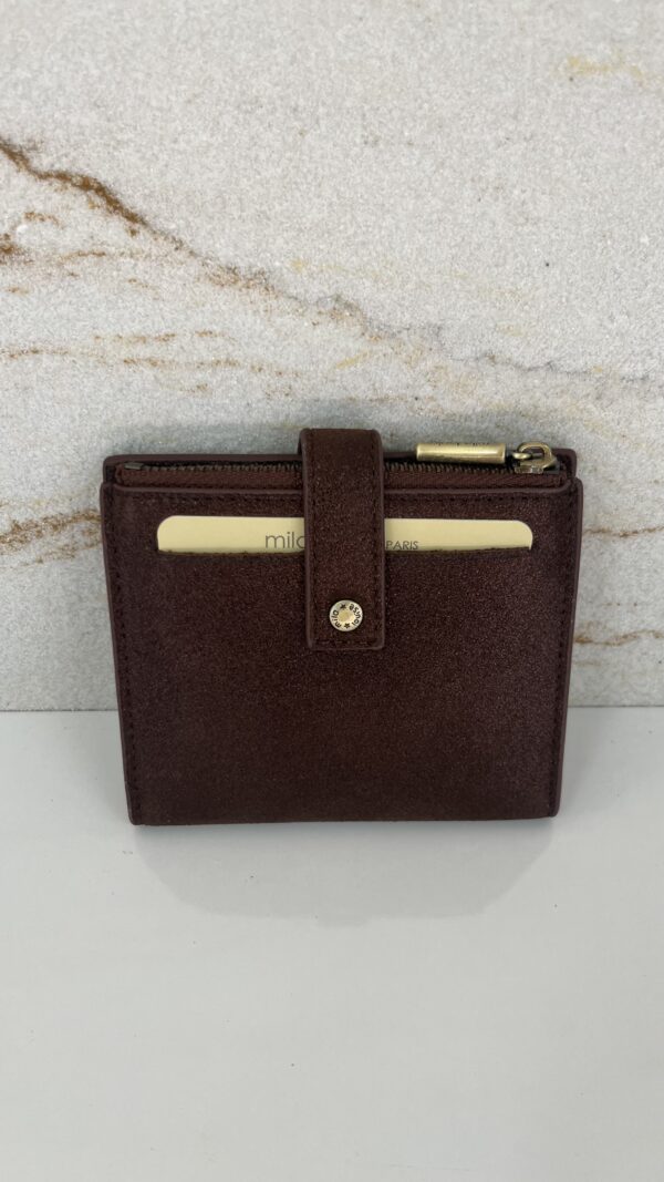 Porte-carte / porte-monnaie Sido XV cuir effet paillettes Mila Louise auburn