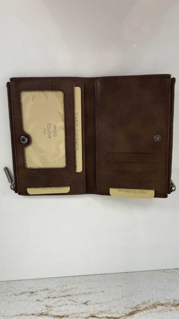 Portefeuille Sila V Mila Louise cuir fumé kaki