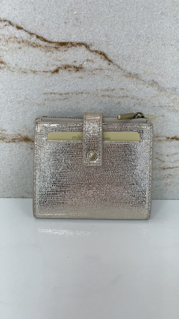 Porte-carte / porte-monnaie Sido RX cuir effet paillettes Mila Louise latte