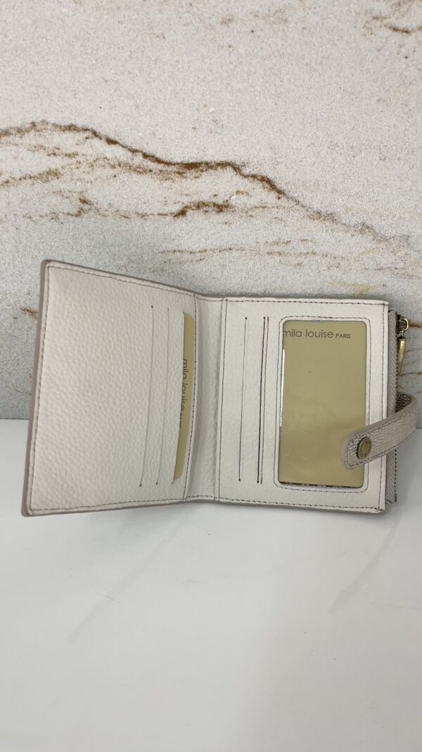 Porte-carte / porte-monnaie Sido RX cuir effet paillettes Mila Louise latte