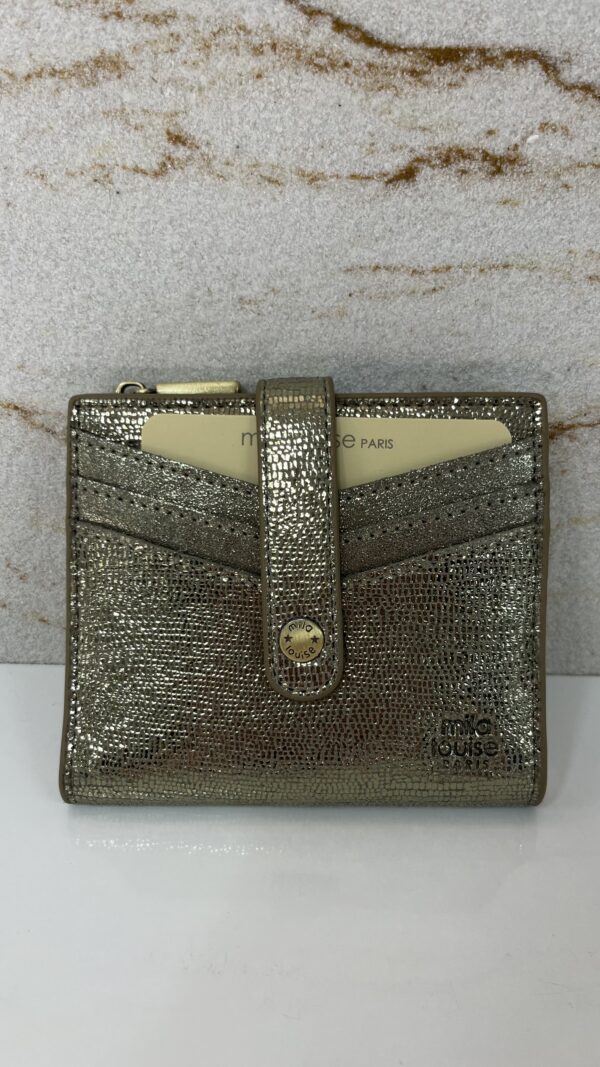 Porte-carte / porte-monnaie Sido RX cuir effet paillettes Mila Louise oyster