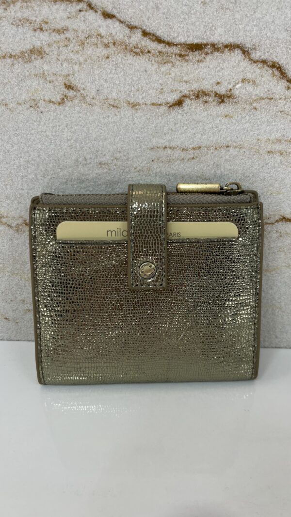 Porte-carte / porte-monnaie Sido RX cuir effet paillettes Mila Louise oyster