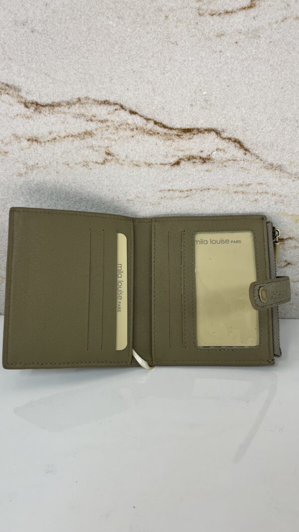 Porte-carte / porte-monnaie Sido RX cuir effet paillettes Mila Louise oyster