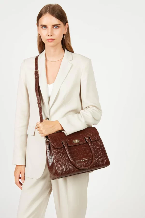 Grand sac à main cuir Exo Lancaster chataigne