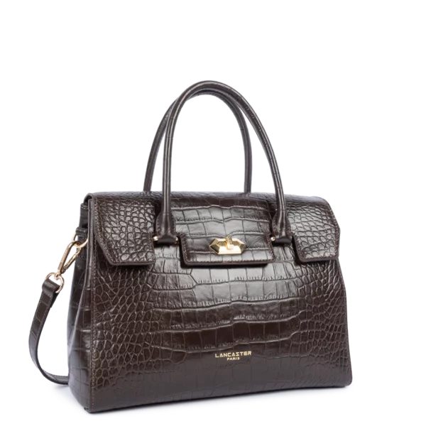 Grand sac à main cuir Exo Lancaster marron foncé