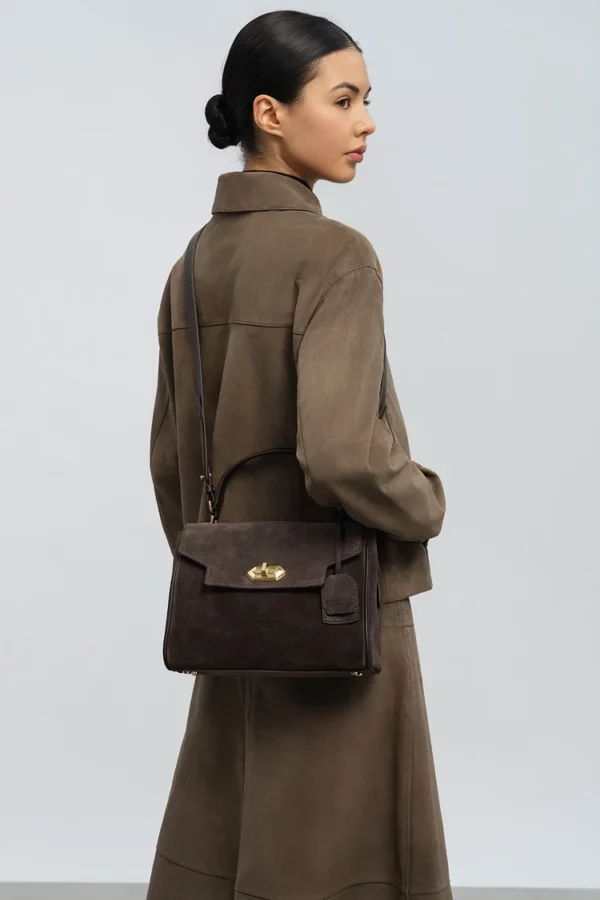 Sac à main femme Grace Suède Lancaster marron