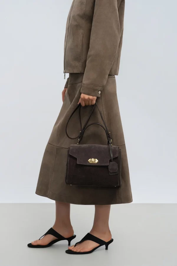 Sac à main femme Grace Suède Lancaster marron