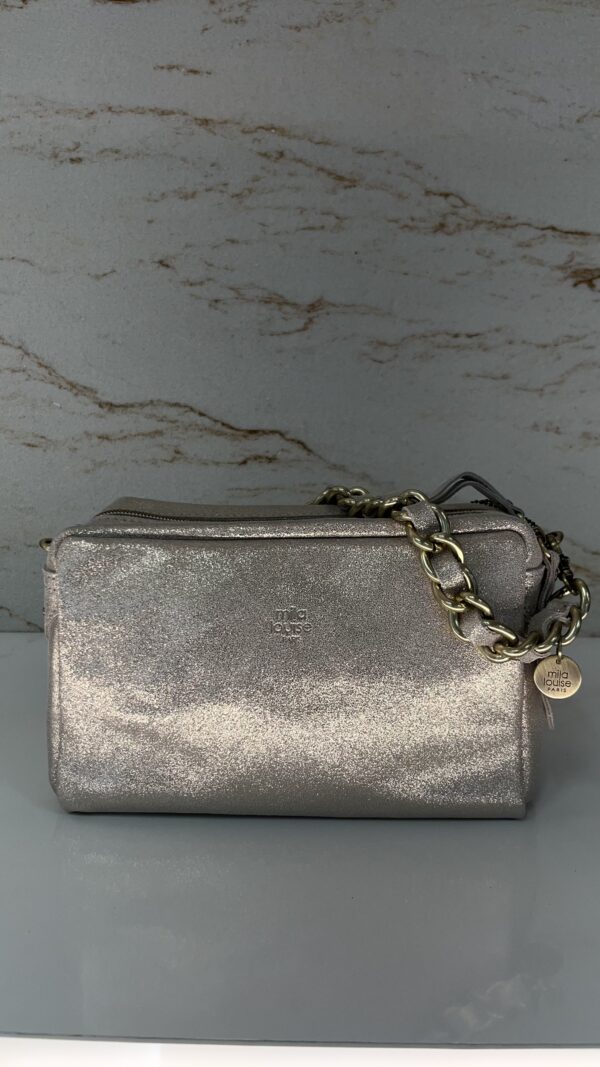 Sac besace Mama X effet pailleté Mila Louise latte