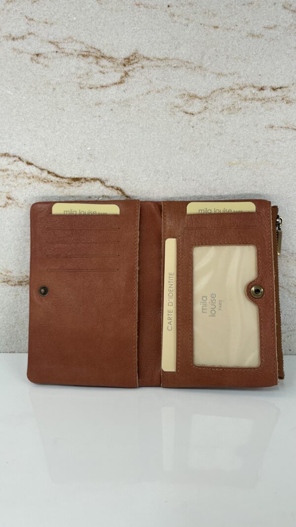 Portefeuille femme Prun C cuir Mila Louise tan