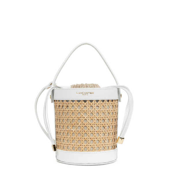 Petit sac seau Lancaster cannage rotin blanc