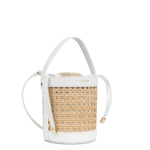Petit sac seau Lancaster cannage rotin blanc