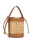 Petit sac seau Lancaster cannage rotin camel