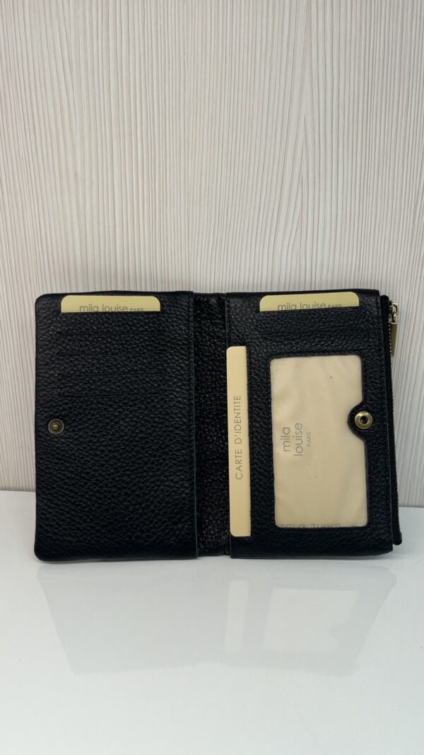 Portefeuille femme Prun C1 cuir Mila Louise noir