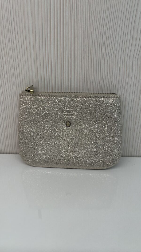 Porte-monnaie Briny XS cuir pailleté Mila Louise latte