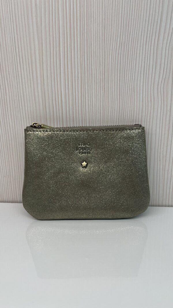 Porte-monnaie Briny XS cuir pailleté Mila Louise oyster