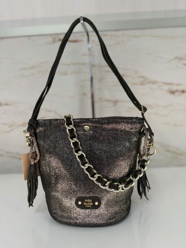Sac seau Milena EP12 tissu pailleté Mila Louise kaki dark
