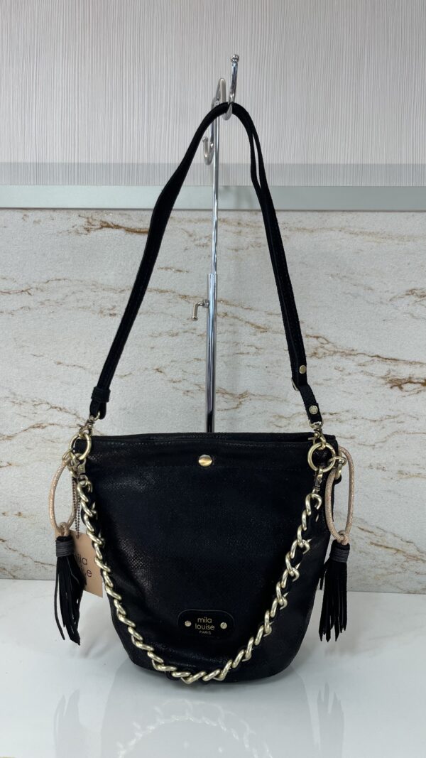 Sac seau Milena tissu pailleté Mila Louise noir