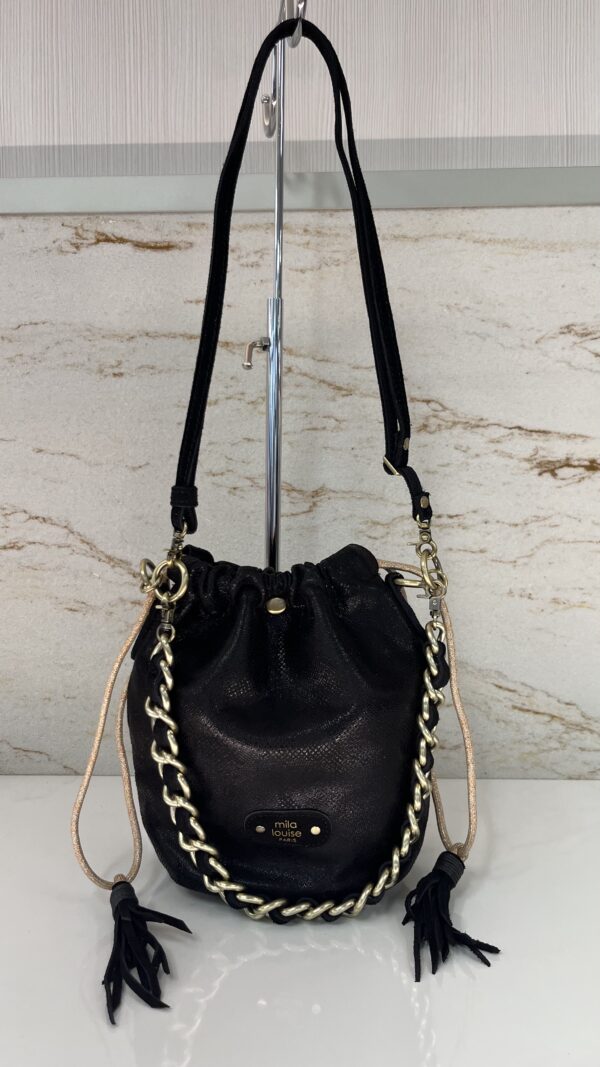Sac seau Milena tissu pailleté Mila Louise noir