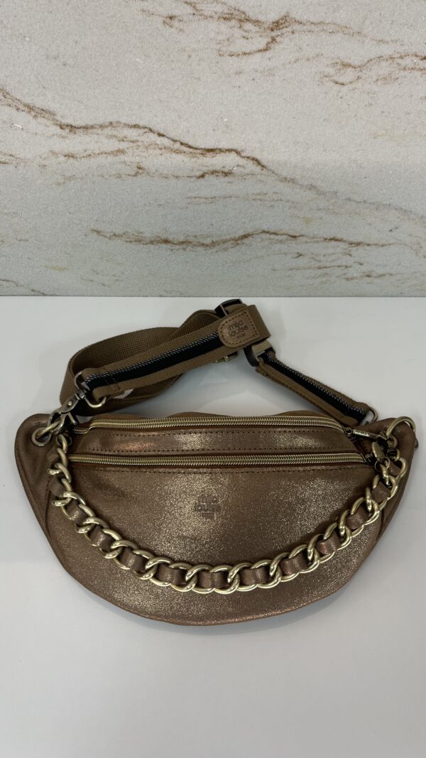 Sac banane Petra X Mila Louise cuir paillettes bronze