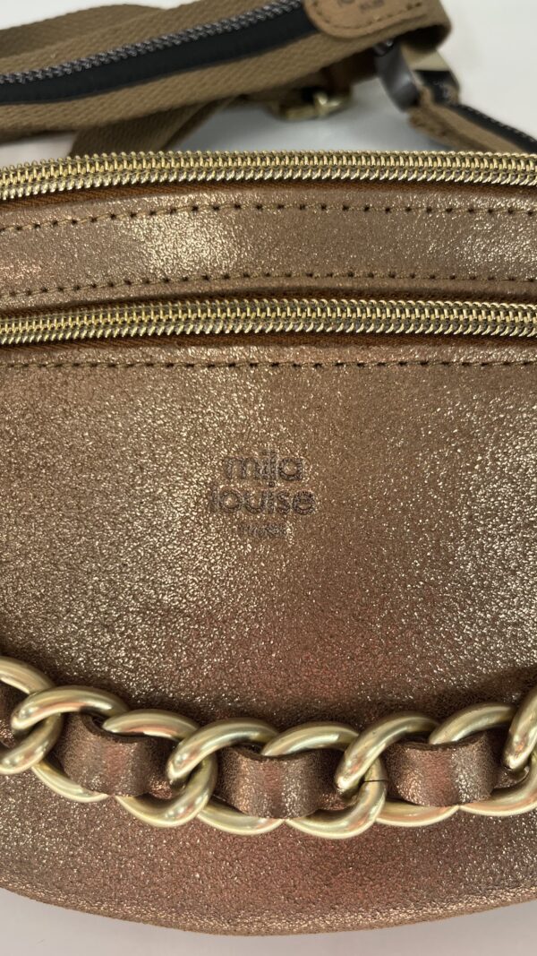 Sac banane Petra X Mila Louise cuir paillettes bronze