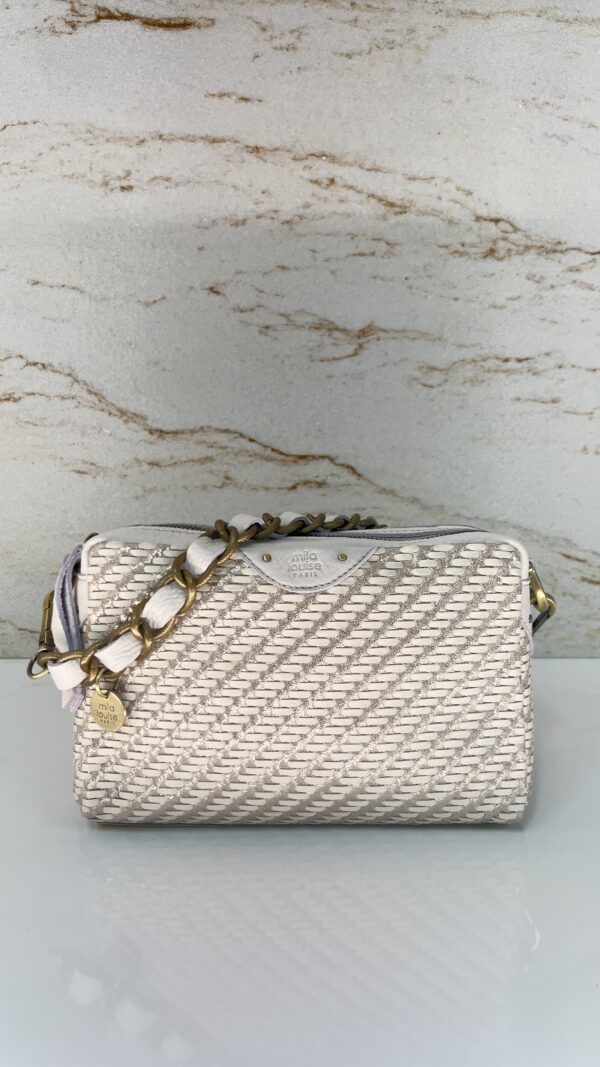 Sac besace Mama MY cuir tressé MILA LOUISE latte
