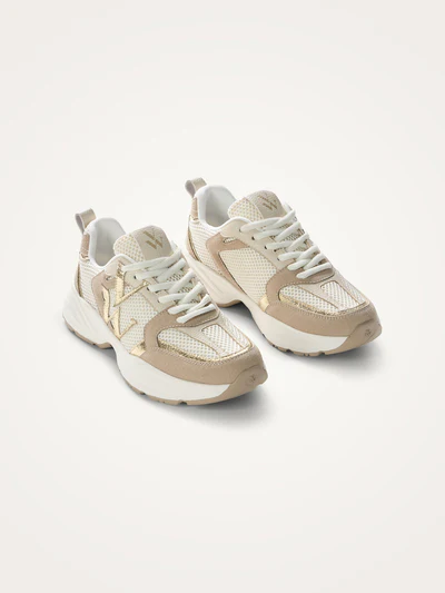 Baskets femme monogramme Jillian beige Vanessa Wu