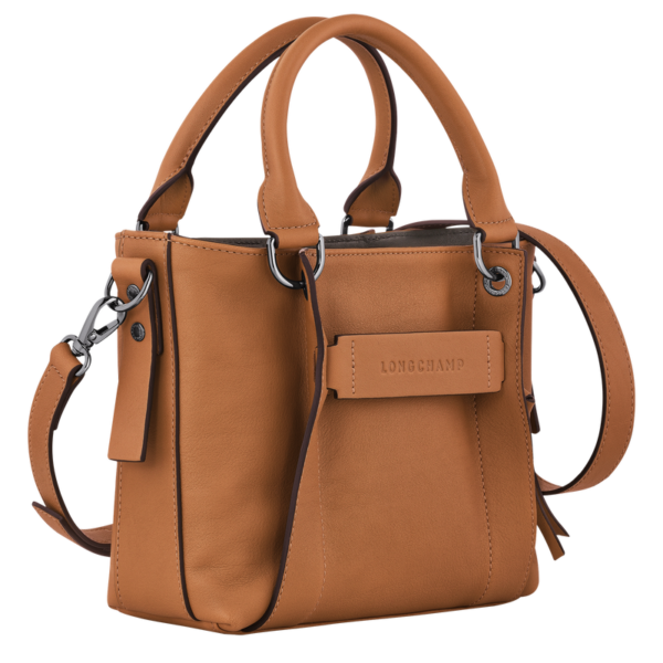 Sac porté main S Longchamp 3D cuir - naturel