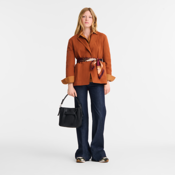 Sac bandoulière S Longchamp 3D cuir - noir