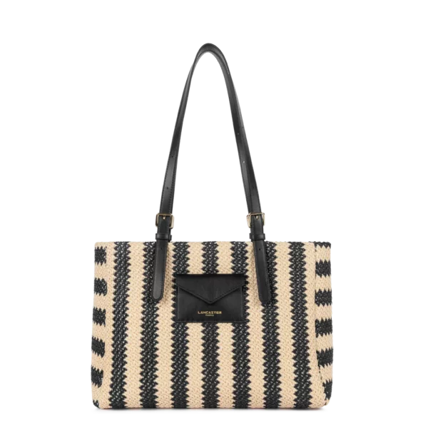 Sac cabas Mini Osier Lancaster noir rayures
