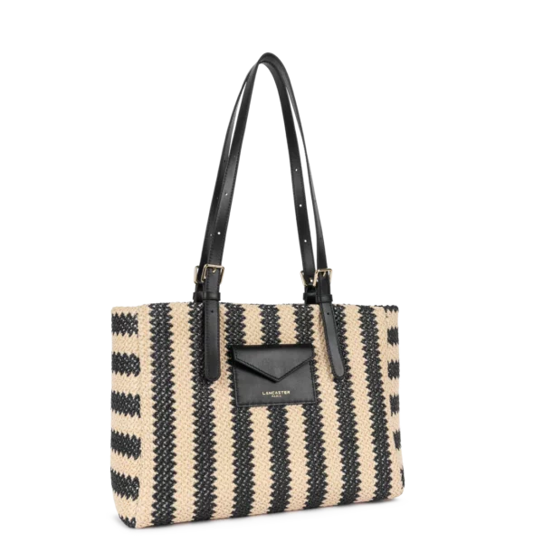 Sac cabas Mini Osier Lancaster noir rayures