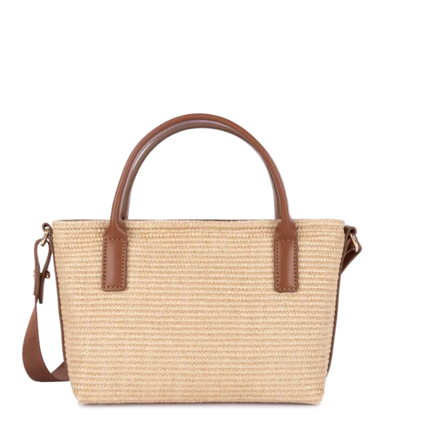 Mini sac cabas main KBA Marinière Osier Lancaster cognac