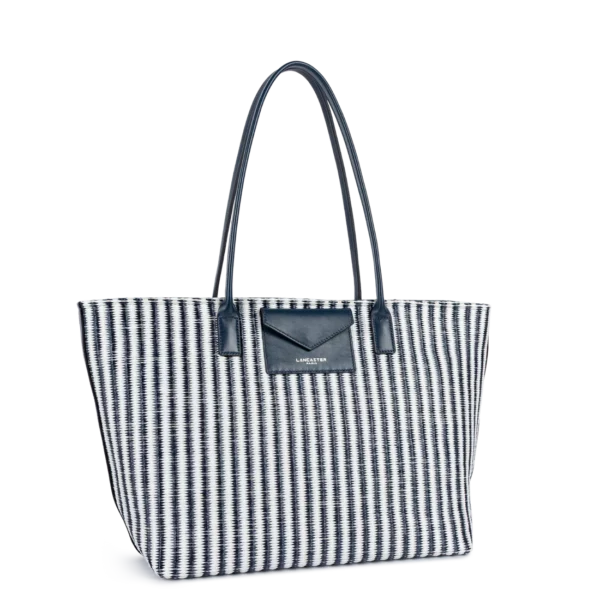 Sac cabas épaule KBA Marinière Osier Lancaster bleu