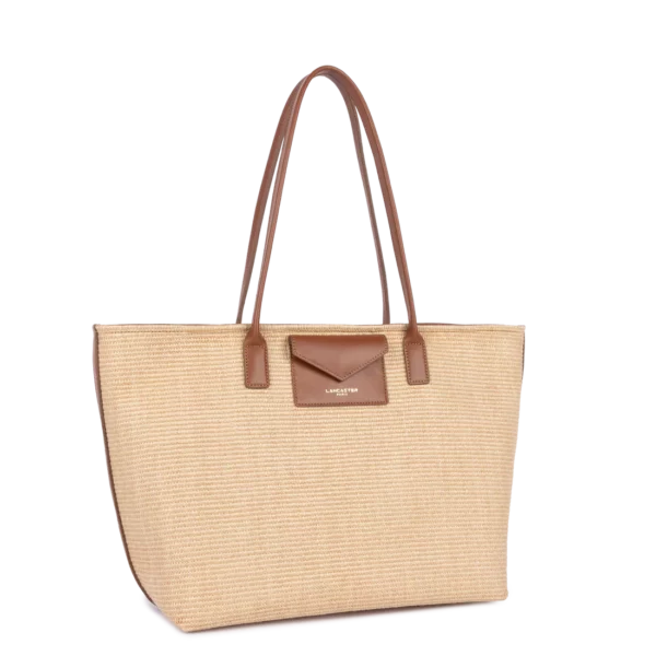 Sac cabas épaule KBA Marinière Osier Lancaster cognac